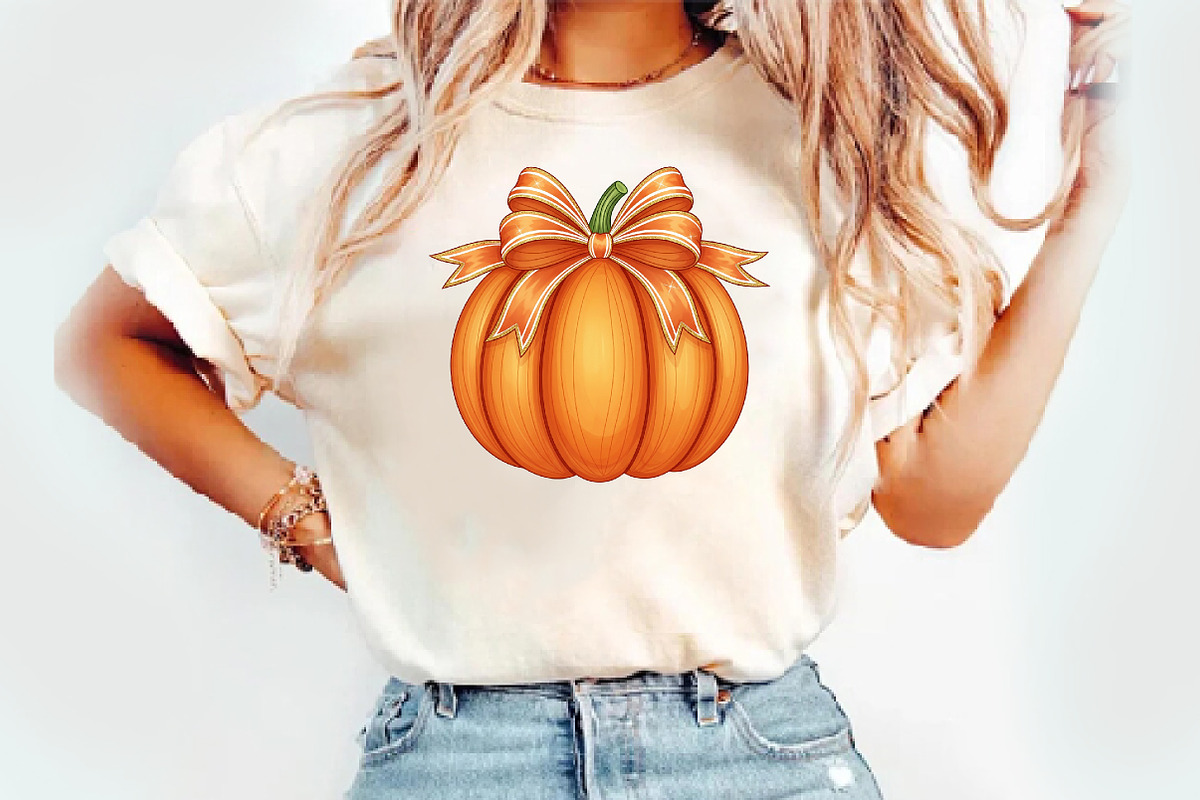 Bow Pumpkin Clipart PNG, an Illustration by Watercolor design (Photo 2 of 3)