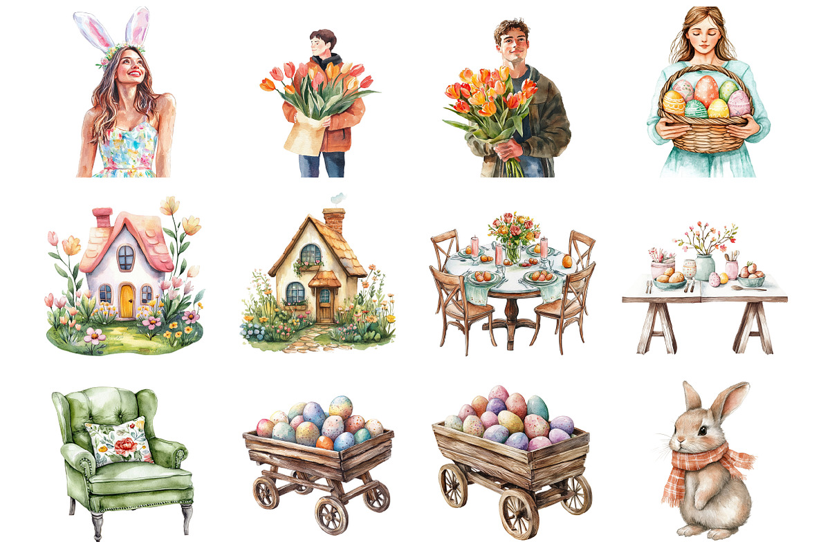 Sunny Easter Day Clipart, an Illustration by Design Market (Photo 2 of 4)