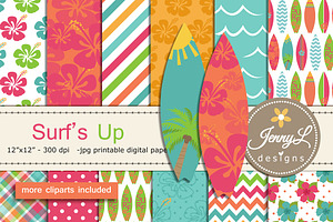 Surfing Digital Papers & Clipart, a Pattern Graphic by JennyL Designs