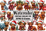Christmas Highland Cow, an Illustration by Design Market (Thumbnail 1 of 4)