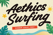 Aethics Surfing Summer Script Font, a Script Font by Maulana Creative (Thumbnail 1 of 7)