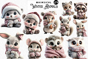 Whimsical Winter Animals Clipart, an Illustration by Watercolor design (Thumbnail 1 of 6)