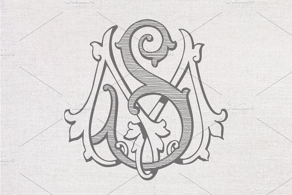 MS vintage monogram, a Decorative Illustration by Vintage Monograms