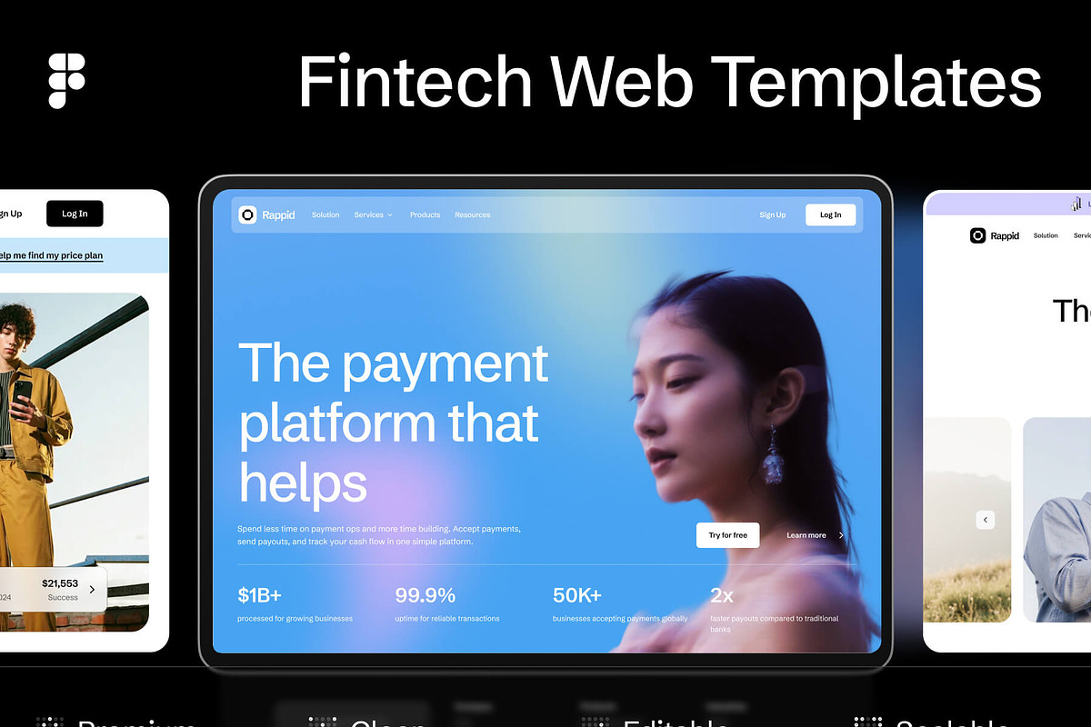 Fintech Website UI Kit, an UI Kit Template by VladTyzun (Photo 1 of 10)