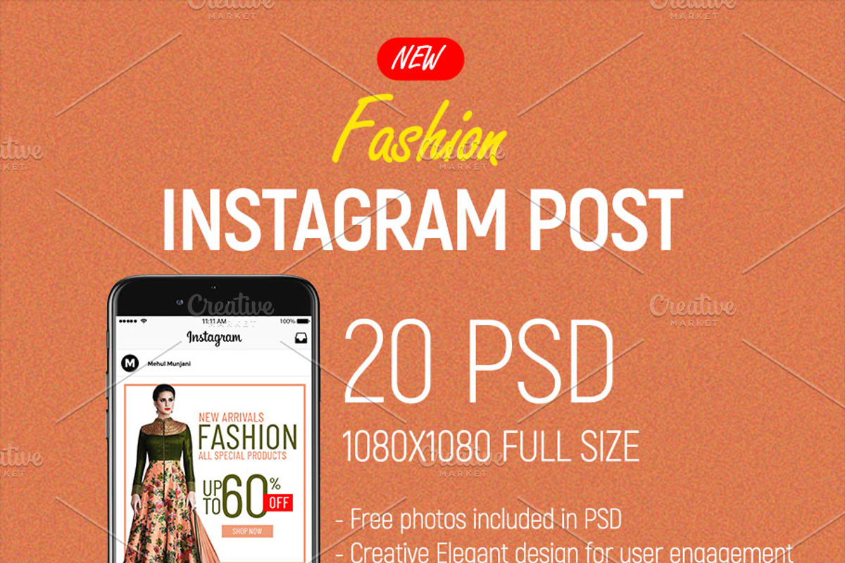 20 Fashion Instagram Post Templates, a Social Media Template by Mehul Munjani (Photo 4 of 4)