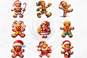 Christmas Gingerbread man cliparts, a Seasonal Illustration by ThatsDesignArt (Thumbnail 9 of 10)