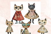 Whimsical Cat Mixed Media Clipart, a Background Graphic by GiraffeCreative (Thumbnail 7 of 9)