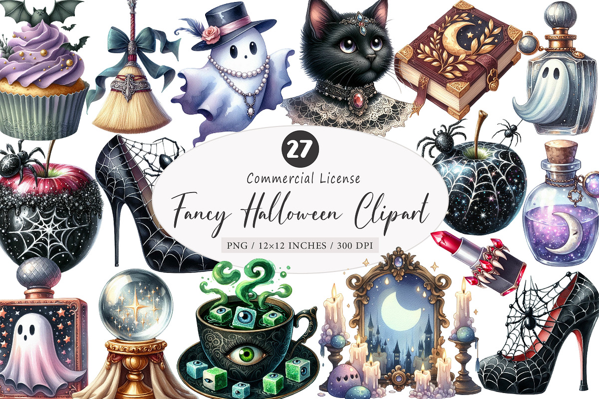 Fancy Halloween Clipart PNG, an Illustration by SinaCreation (Photo 1 of 5)