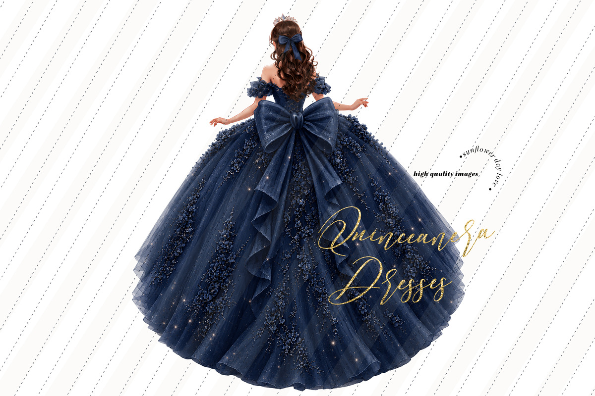 Navy Blue Ball Gown Princess Clipart, a Person Illustration by Sunflower Day Love (Photo 3 of 3)