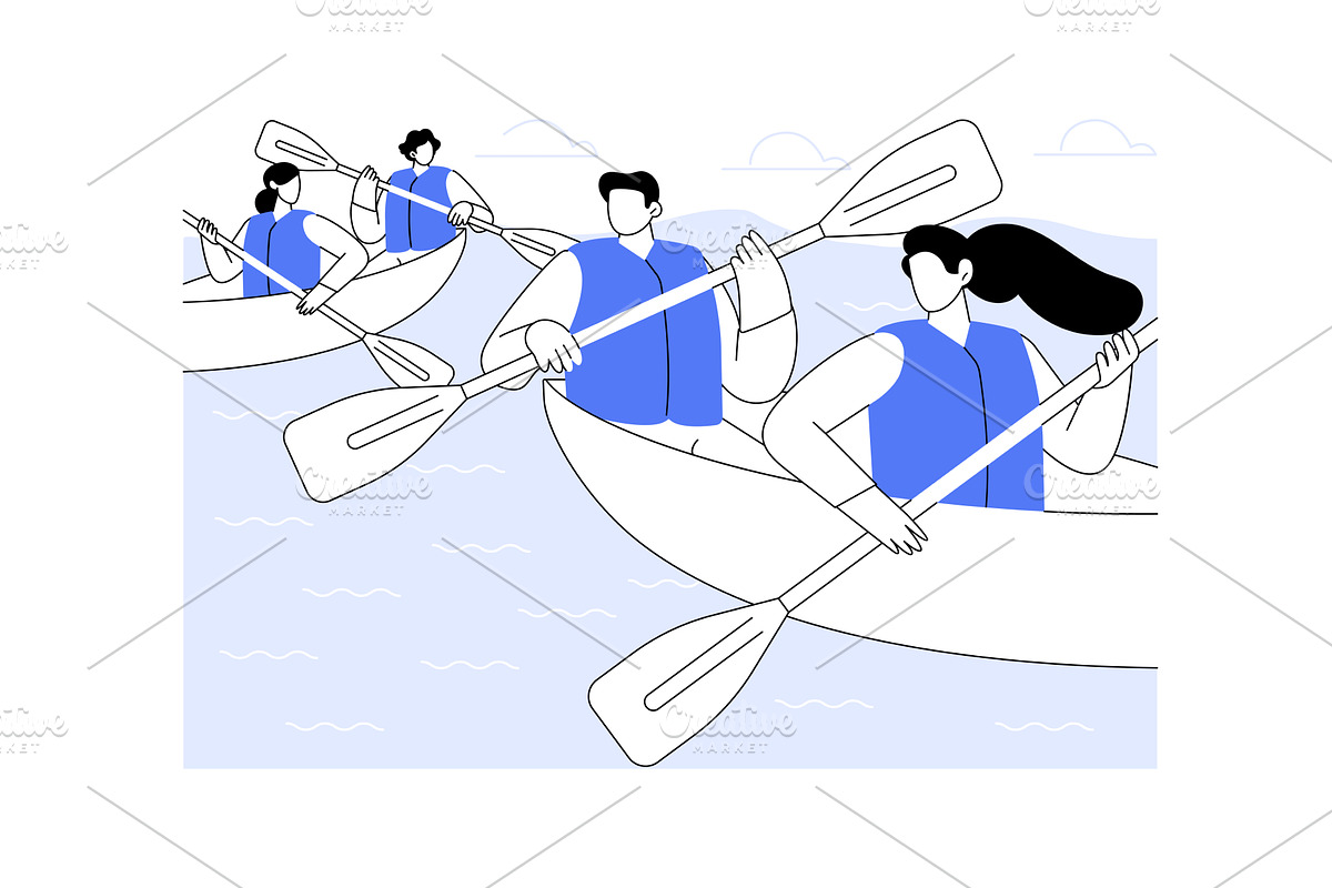 Kayaking adventure isolated cartoon, a Person Illustration by Visual Generation