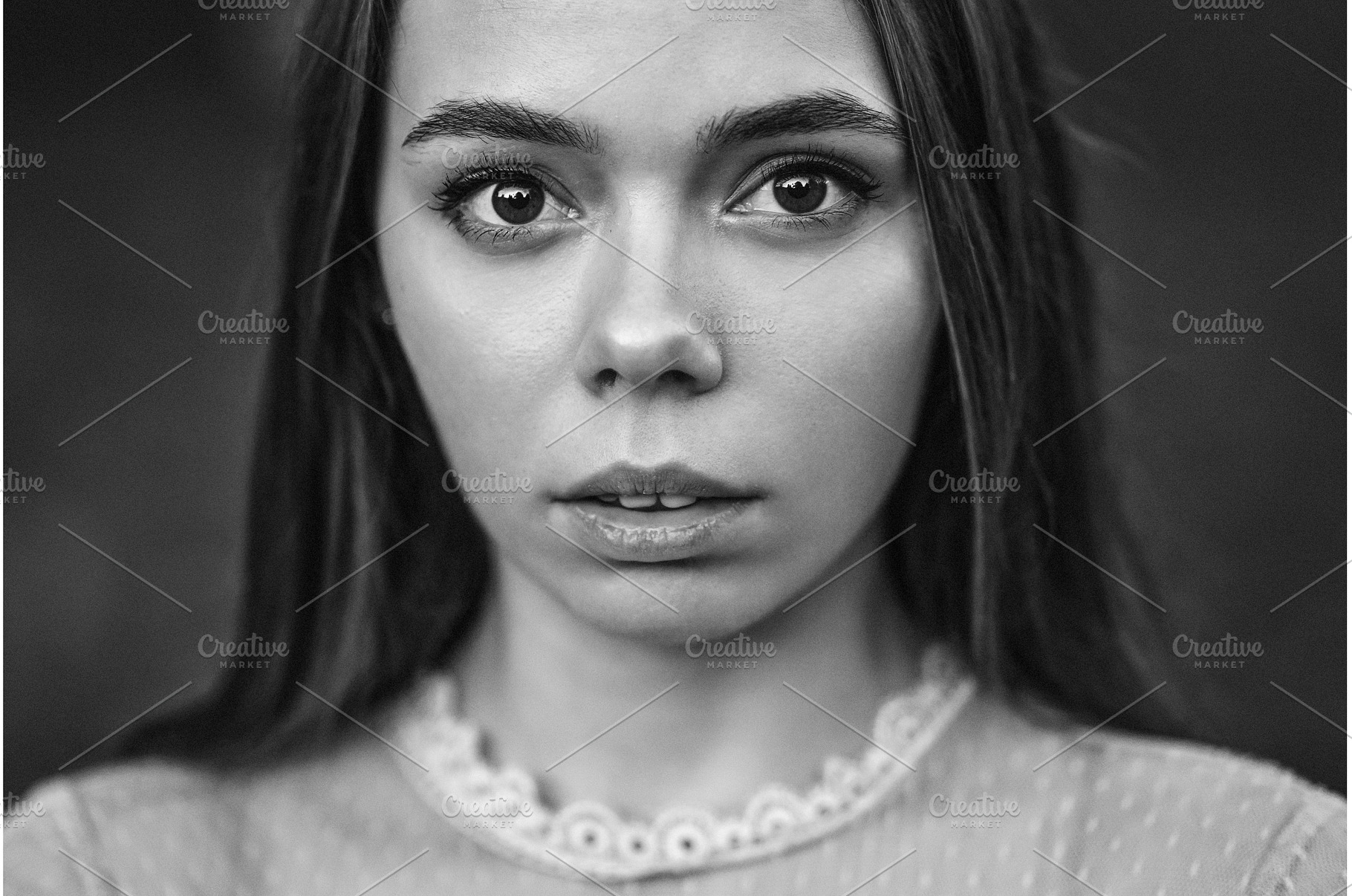Black and white close up portrait of, a Beauty & Fashion Photo by Red Hot Chili Pepper Shop