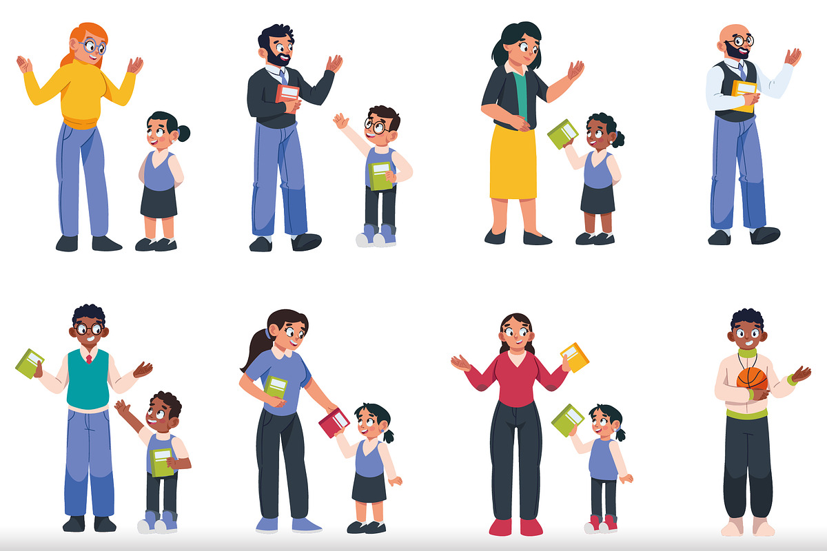 Teacher and Student Illustration Set