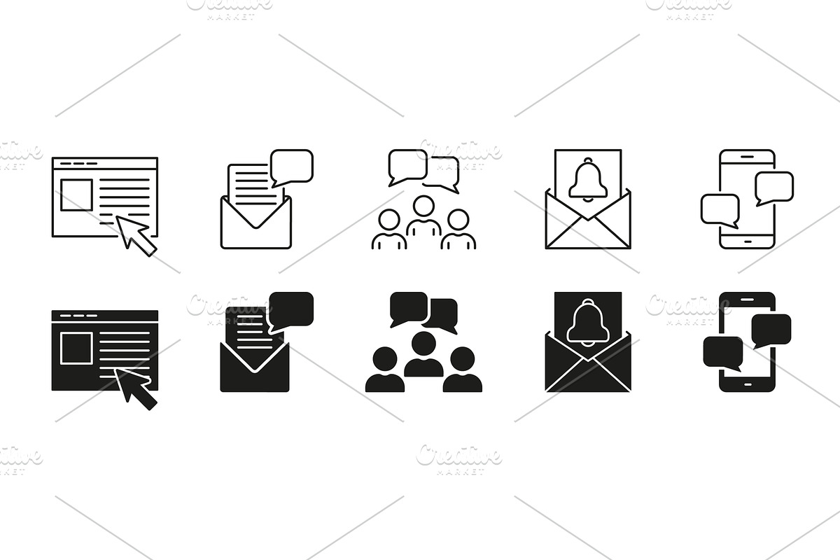 Communication And Notification Icons, a Technology Illustration by Gentle Studio