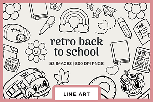 Retro Back to School Line Art