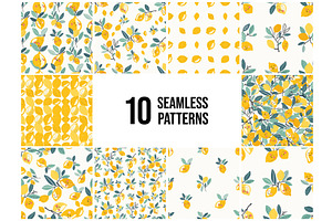 Cheerful lemon vector seamless, a Food Illustration by Alena Stoyko design