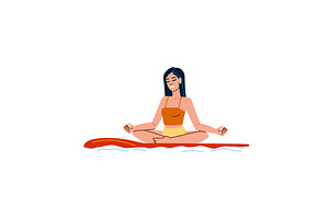 Young woman meditating on paddle, a Sport Illustration by pikepicture