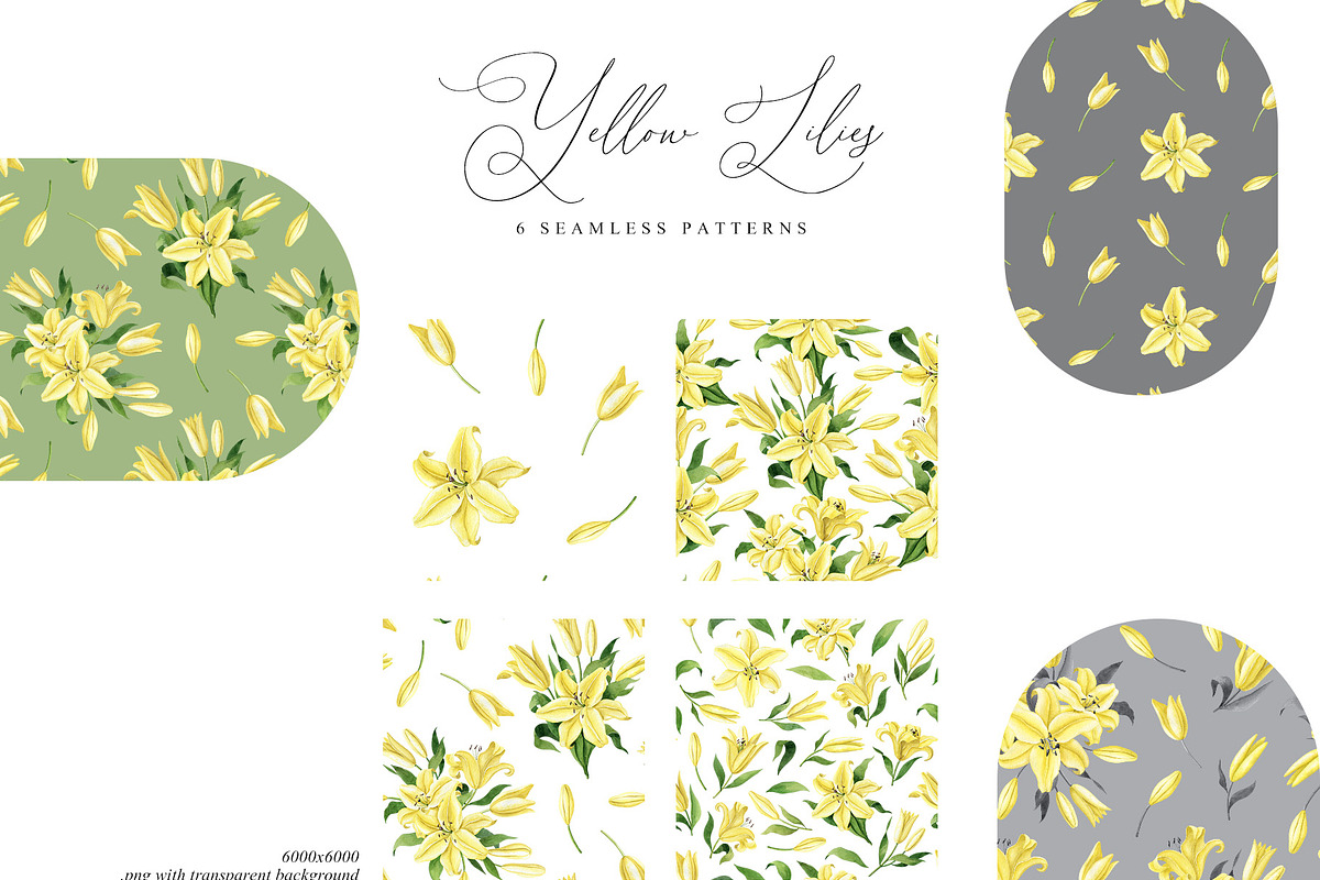 Yellow Lilies Watercolor Set, a Texture Illustration by Natalia Fedorova (Photo 8 of 10)