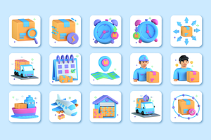 3D Delivery And Logistics Icons