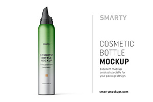Metallic cosmetic bottle mockup