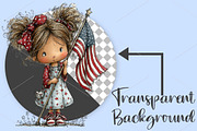 Whimsical 4th of July Little Girl, a Seasonal Illustration by Canvas Craft (Thumbnail 2 of 7)