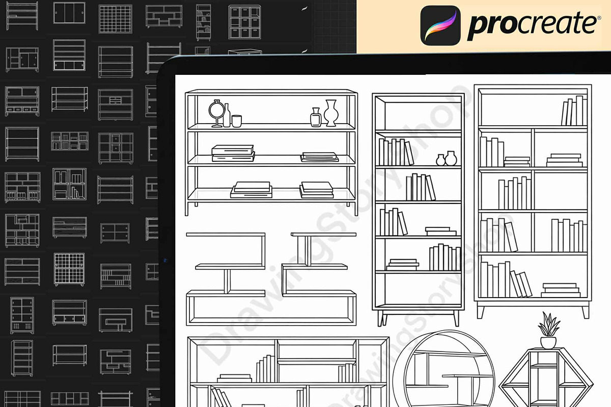 170 Shelf  Procreate Stamps Brush, a Brush Add-On by DrawingStoryShop (Photo 5 of 6)