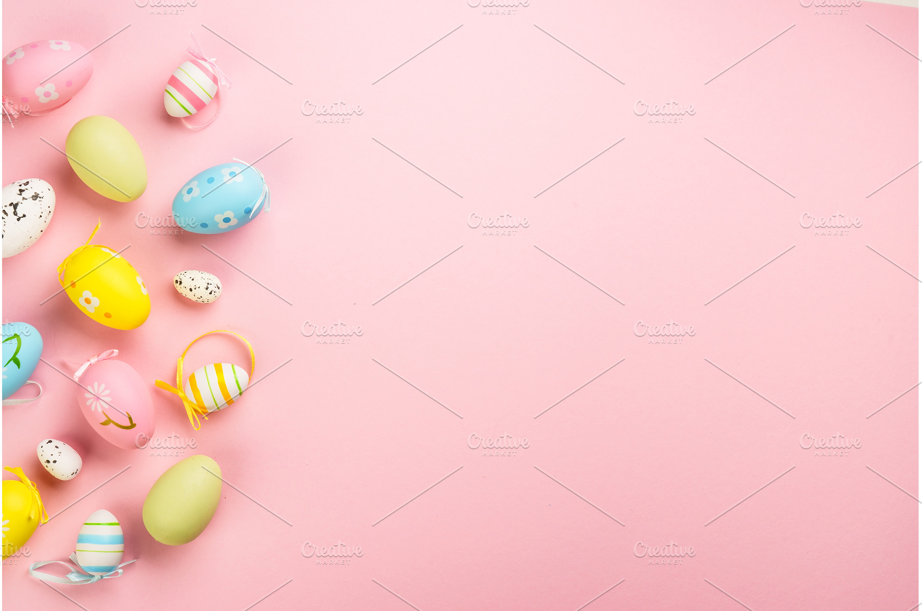 Easter eggs on pink background., a Holiday Photo by Nadia-nb
