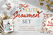 Cute Snowmen Set, a Decorative Illustration by MaljukArt (Thumbnail 1 of 14)