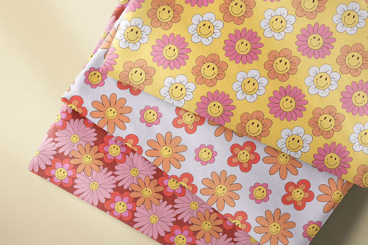 Smiley Flowers Retro Patterns, a Pattern Graphic by Tiger and Flower (Photo 10 of 20)