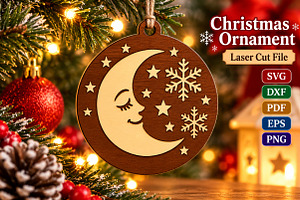Christmas Moon Ornament SVG File