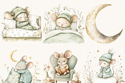 Watercolor Sleeping Mice Clipart, an Animal Illustration by SparkyDesignsUS (Thumbnail 4 of 9)