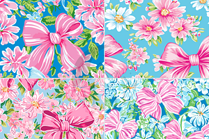 Preppy Pink Bows And Flowers Print