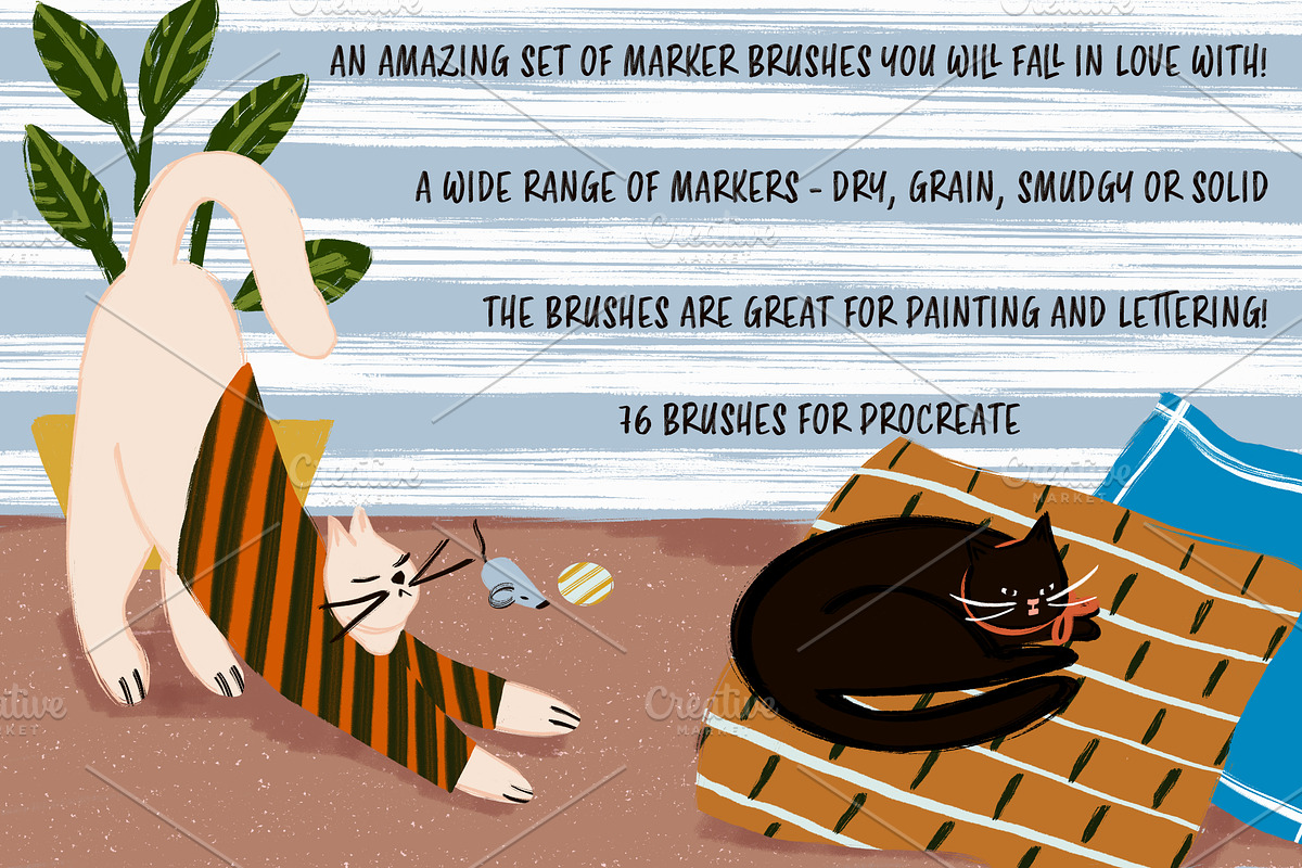76 Marvelous Markers for Procreate, a Brush Add-On by Biso Studio (Photo 2 of 9)