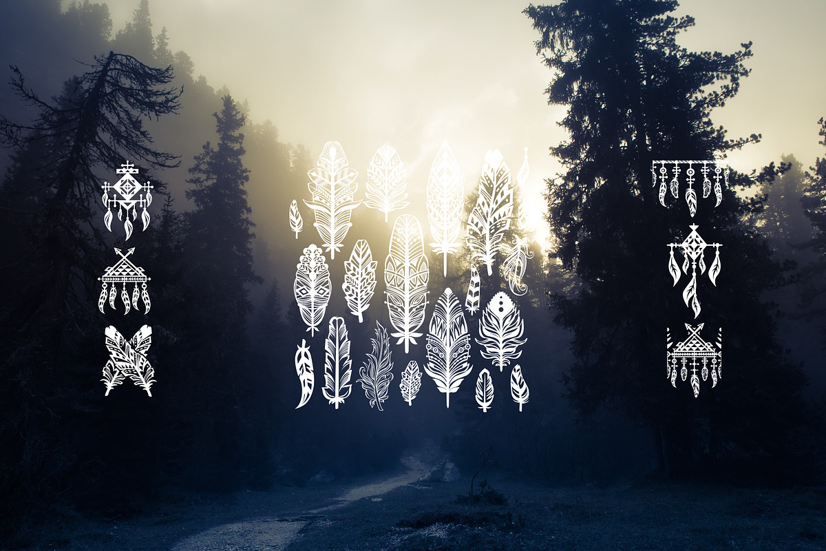 Tribal native ethnic design elements, a Decorative Illustration by ViktoriaARTprint (Photo 5 of 9)