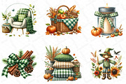 Green Gingham Autumn Clipart, an Illustration by DreamPrint404 (Thumbnail 4 of 6)