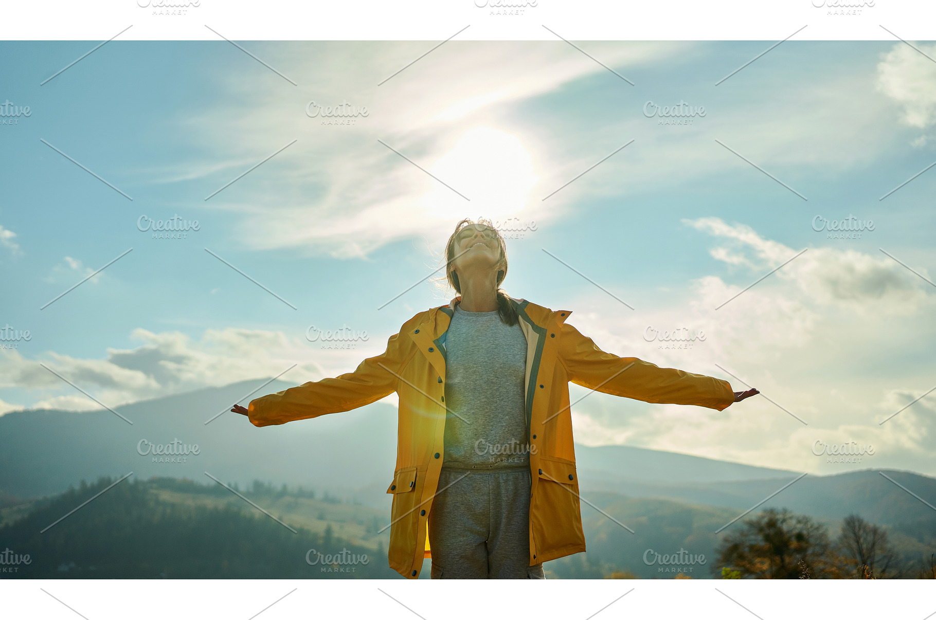 Joyful girl standing with open arms, a Person Photo by vitaliymateha photography