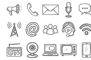 Communication Media Icons, an Object Graphic by nikagraphic