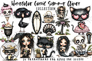 Watercolor Gothic Summer Clipart, an Illustration by OK Design (Thumbnail 1 of 6)