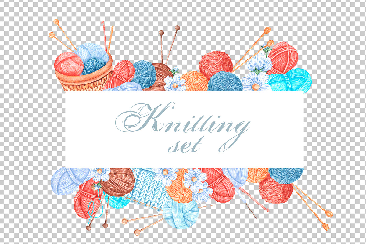 Knitting watercolor set. Crochet., an Illustration by SabinaWatercolorArt (Photo 11 of 16)
