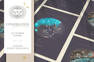 Colorful Constellations Zodiac Signs