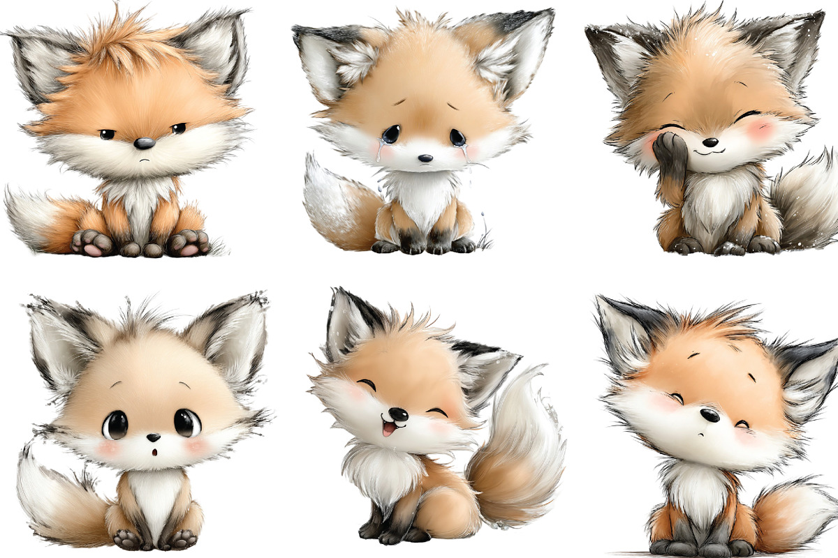 Watercolor Fox with Emotion Clipart, an Illustration by CraftArtStudio (Photo 4 of 6)