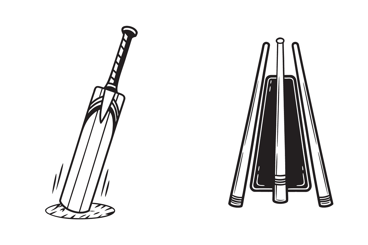 Cricket Bat and Wicket Vector Icons, an Object Graphic by Billah Hub (Photo 3 of 3)