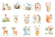 Watercolor Woodland Animals Clipart, an Illustration by Designworld (Thumbnail 3 of 5)