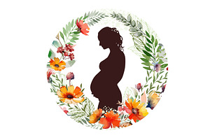 Silhouette of a pregnant woman with, a Person Illustration by Nenahliadava Design