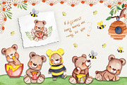 Honey Bears Watercolor Collection, a Decorative Illustration by TanataDesign (Thumbnail 2 of 8)
