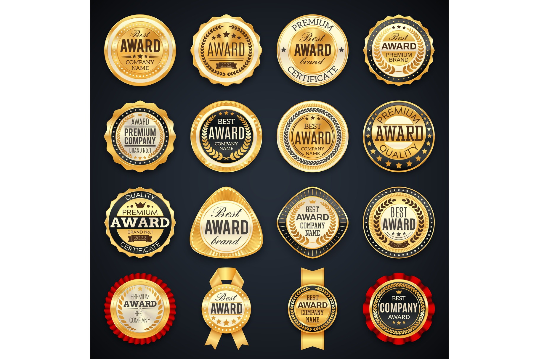 Award and quality vector labels, a Work Illustration by Vector Tradition