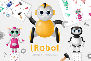 Cute robots clipart