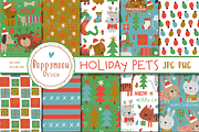 Holiday pets paper set, a Pattern Graphic by Poppymoondesign (Thumbnail 1 of 3)