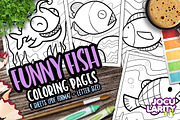 Funny Fish Cartoon Coloring Pages, an Animal Illustration by Jocularity Art (Thumbnail 1 of 3)
