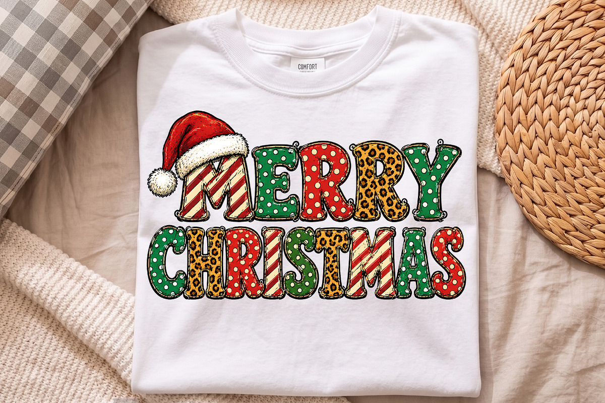 Merry Christmas PNG, Retro Patterned, a Seasonal Illustration by Libby Wishes (Photo 4 of 4)