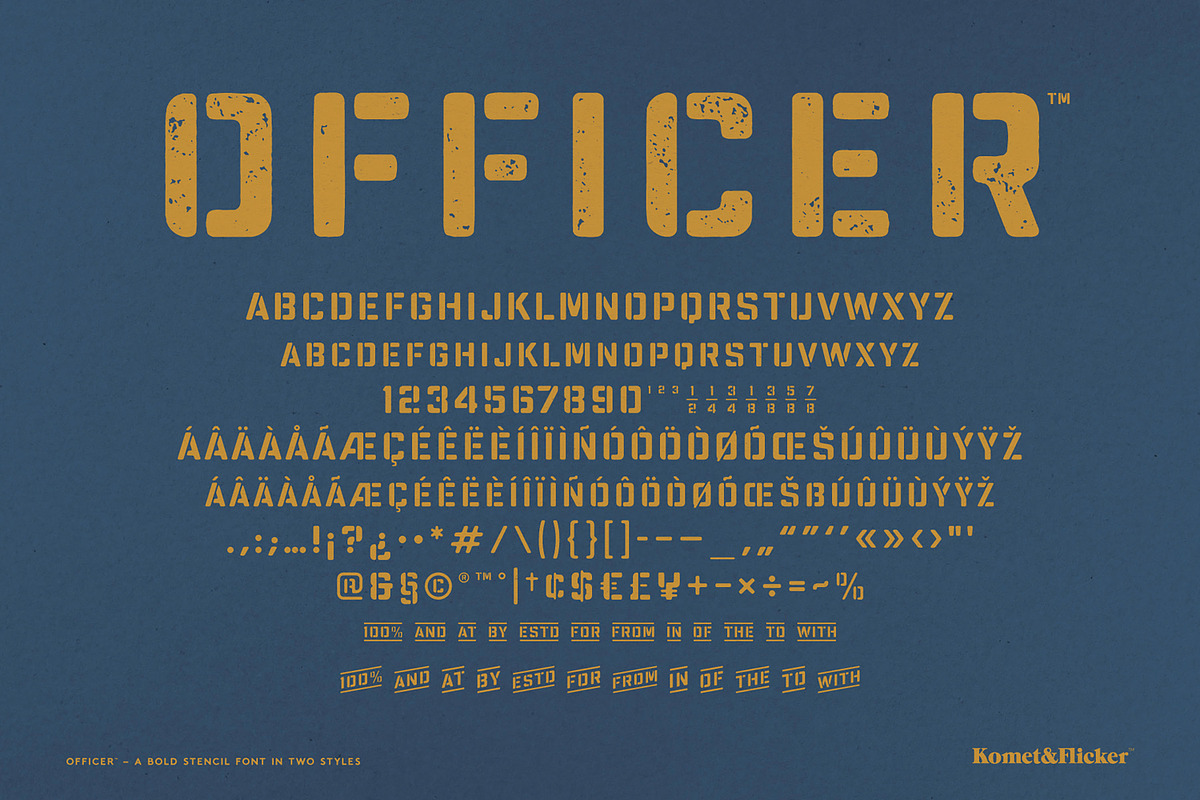 Officer - A Bold Stencil Font, a Sans Serif Font by Komet & Flicker (Photo 15 of 15)